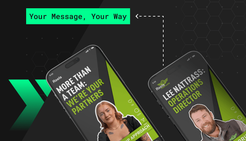 A mobile mockup showing two of our reel thumbnails